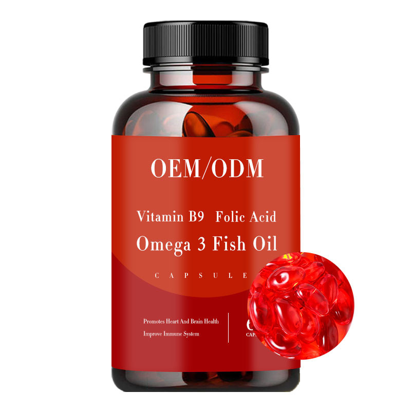 L'olio di pesce acido folico della vitamina B9 Omega 3 vitamine Softgel promuove il cuore e Brain Health