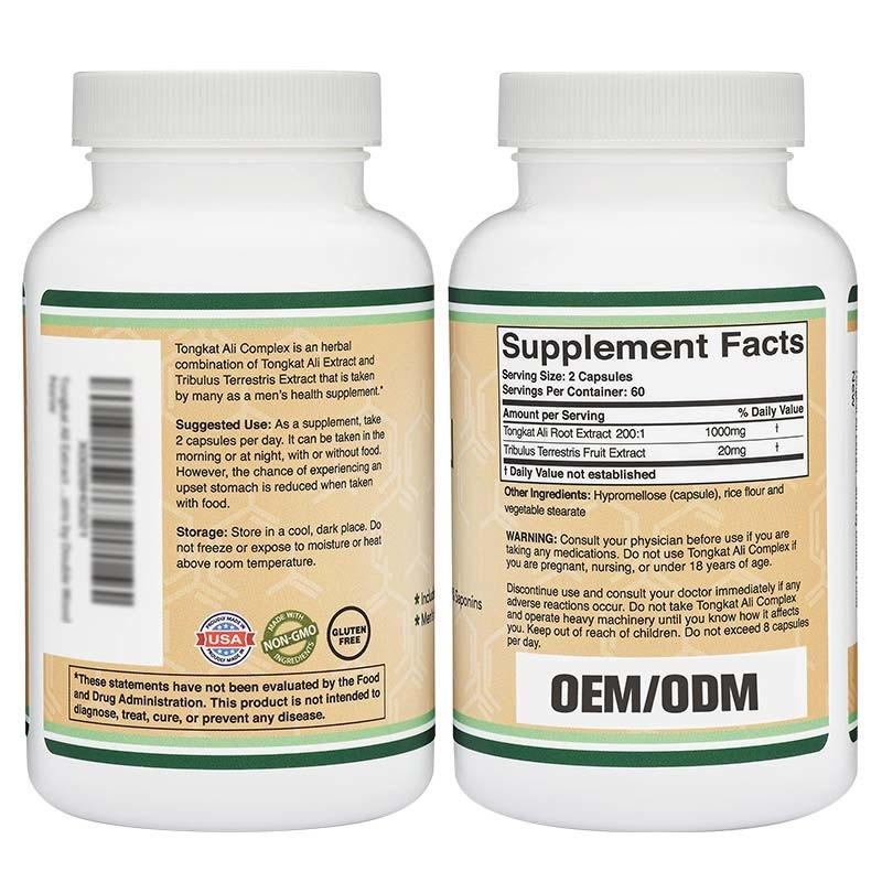 L'ormone di erbe incapsula il supplemento Tongkat Ali Extract With Tribulus Terrestris della salute degli uomini