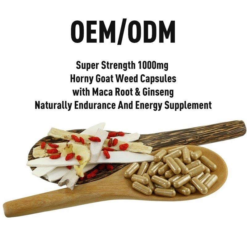 Capsule cornee eccellenti dell'erbaccia della capra di forza 1000mg dell'OEM con la radice ed il ginseng di Maca