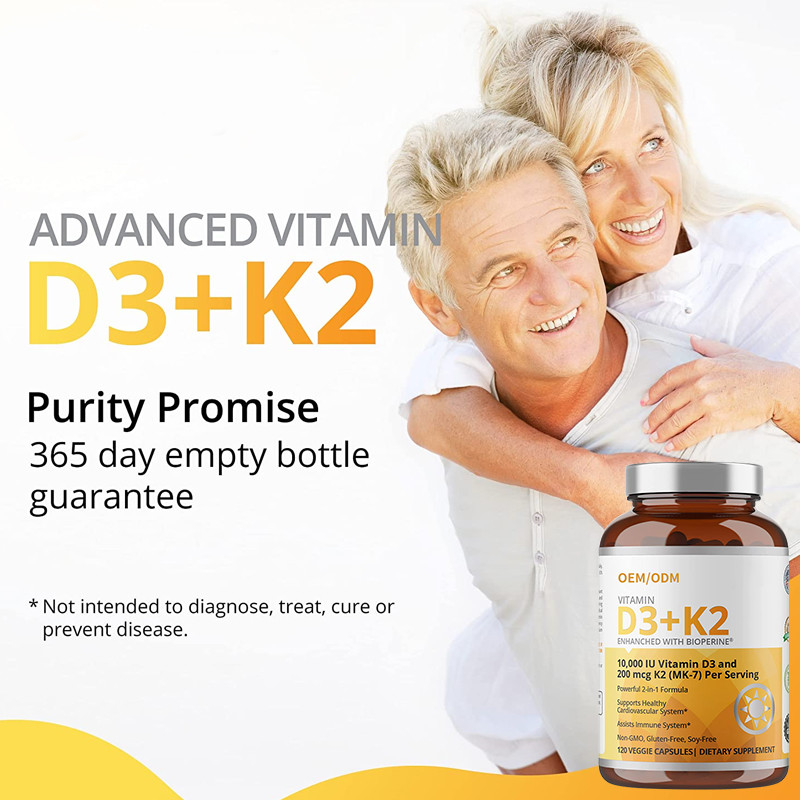 Formula non OMG 5000 vitamina D3 Gummies di IU 90 capsule della vitamina K2 MK-7 di mcg