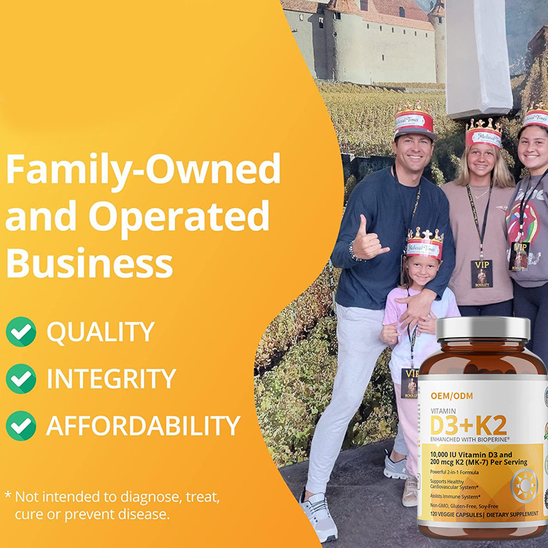 Formula non OMG 5000 vitamina D3 Gummies di IU 90 capsule della vitamina K2 MK-7 di mcg