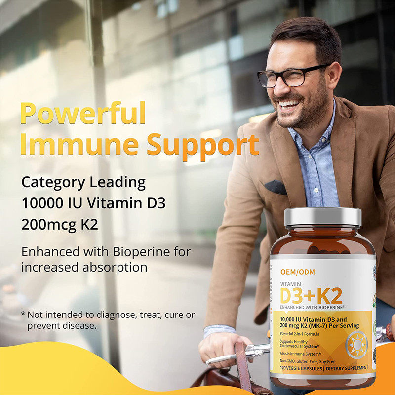 Formula non OMG 5000 vitamina D3 Gummies di IU 90 capsule della vitamina K2 MK-7 di mcg