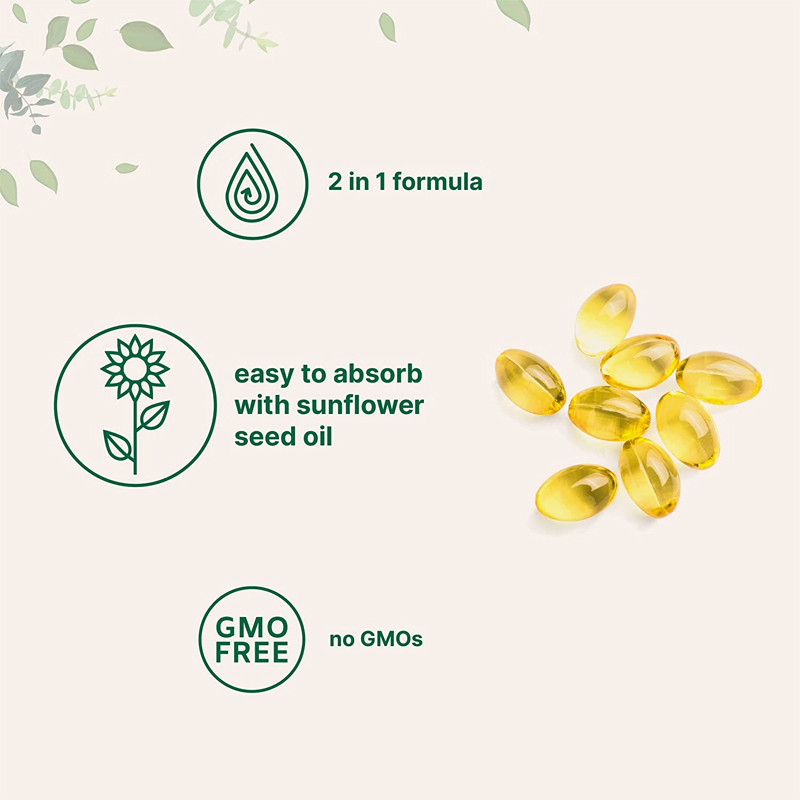 Vitamina D3 su ordinazione Gummies 5000 IU con K2 100 il mcg Softgels 2 in 1 cuore immune di sostegno