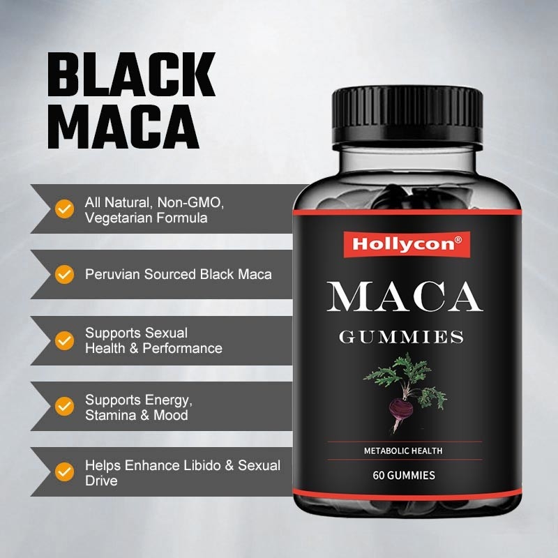 Il bilancio energetico ormonale giallo rosso di sostegno del nero di Gummies della radice del ODM Maca migliora il fuoco dell'umore