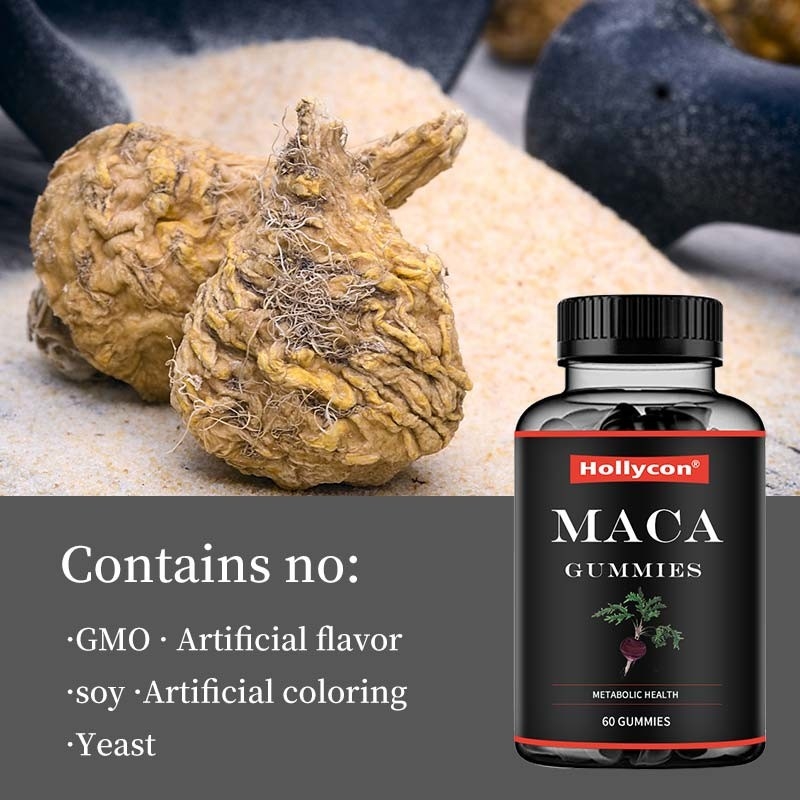 Il bilancio energetico ormonale giallo rosso di sostegno del nero di Gummies della radice del ODM Maca migliora il fuoco dell'umore