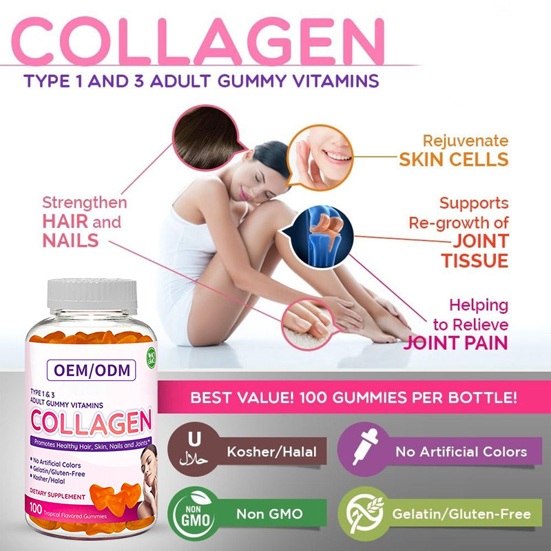 La pelle della COMUNITÀ EUROPEA For Hair della vitamina dello zinco della biotina di Gummies 2500mcg del collagene del ODM ed inchioda la crescita dei capelli