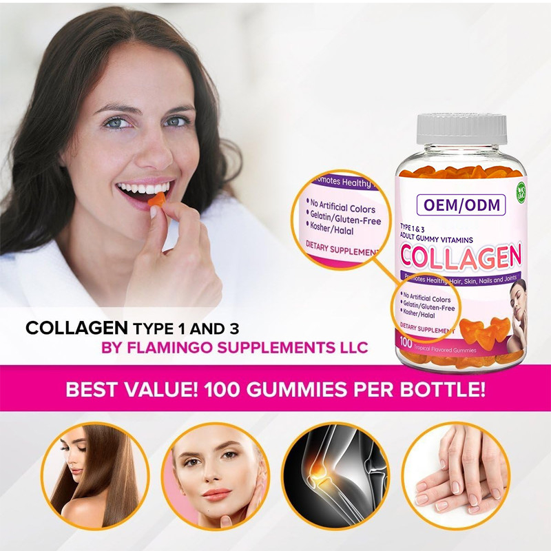 La pelle della COMUNITÀ EUROPEA For Hair della vitamina dello zinco della biotina di Gummies 2500mcg del collagene del ODM ed inchioda la crescita dei capelli