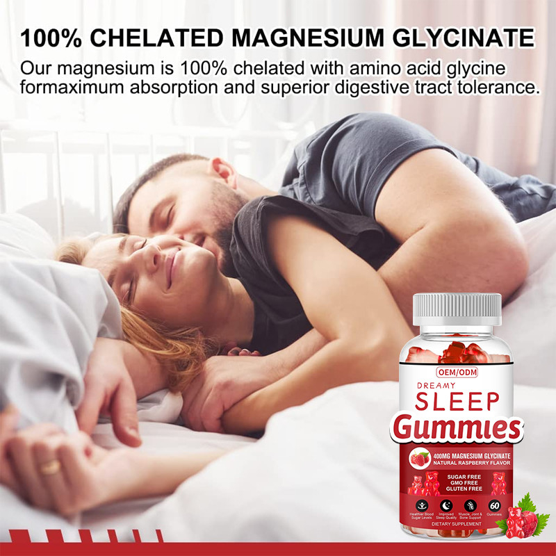 Le caramelle gommose alla melatonina senza glutine supportano il sonno rilassano la melatonina, la vitamina D, il magnesio, l'estratto di melissa