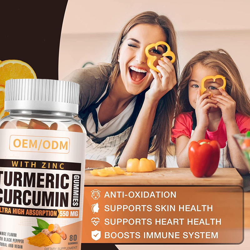 Curcuma 60PCS e Ginger With Black Pepper Supplement per la curcuma immune Ginger Gummies di sostegno