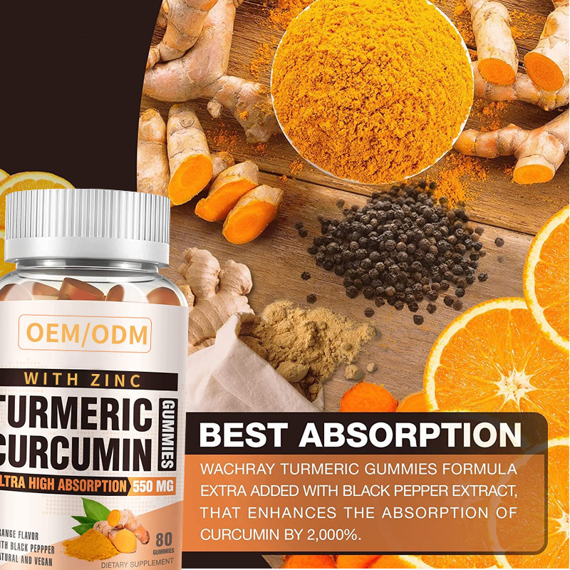 Curcuma 60PCS e Ginger With Black Pepper Supplement per la curcuma immune Ginger Gummies di sostegno