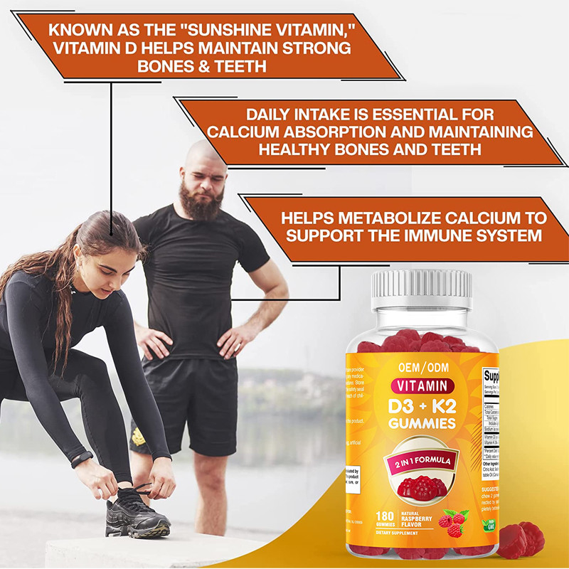 Il COA completa il calcio dell'OEM con il supporto immune Gummies di salute dell'osso di vitamina D3 K2
