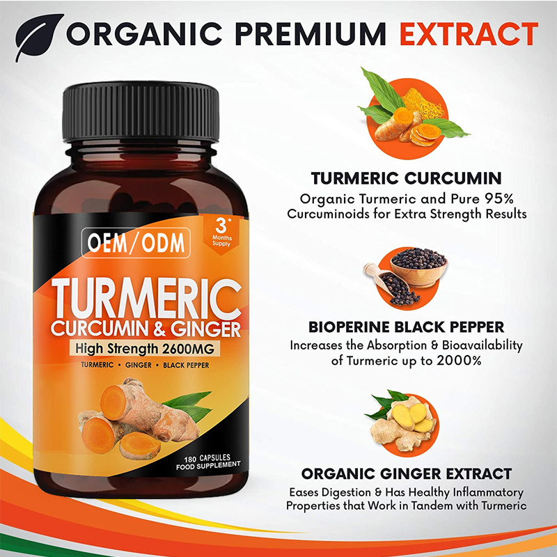 OEM Supporto congiunto con pepe nero per il supporto immunitario Curcuma integratori di curcumina