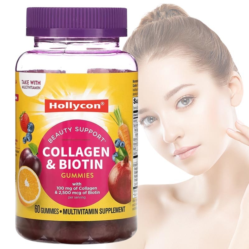 Gummies vitaminici alla biotina rossa per camere bianche OEM 30 porzioni per contenitore Produzione non inquinante