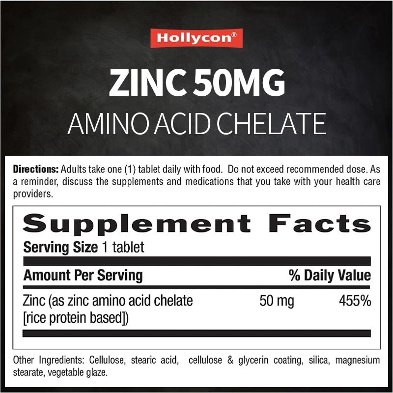 OEM & ODM Private Label Zinc 50mg Amino Acid Chelate Tablette 100ct Certificate Gluten Free