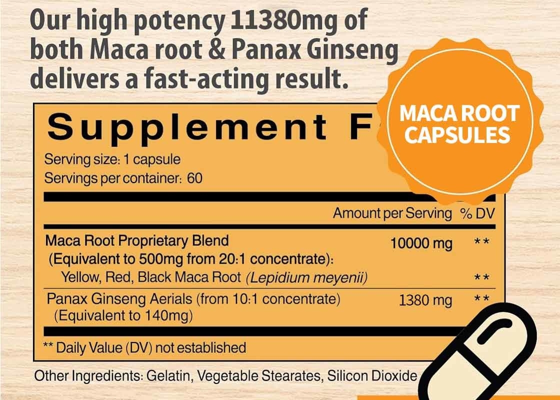OEM 90 Capsule Supplemento di radice di Maca per uomini Supporto energetico Potenziamento della resistenza Capsule