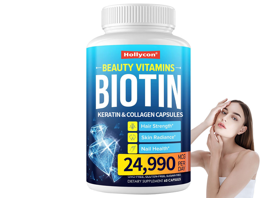 60PCS Biotina capsule di cheratina e collagene aiuta a mantenere la salute delle articolazioni ossee denti e unghie Supplemento di crescita dei capelli