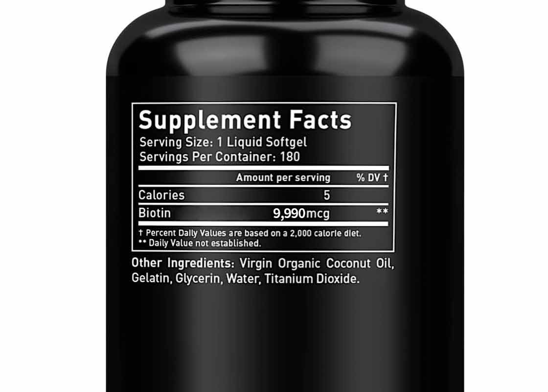 Biotina pura Vitamina gomma con olio di cocco Softgels Crescita dei capelli più veloce Per la salute della pelle e delle unghie Biotina integratore