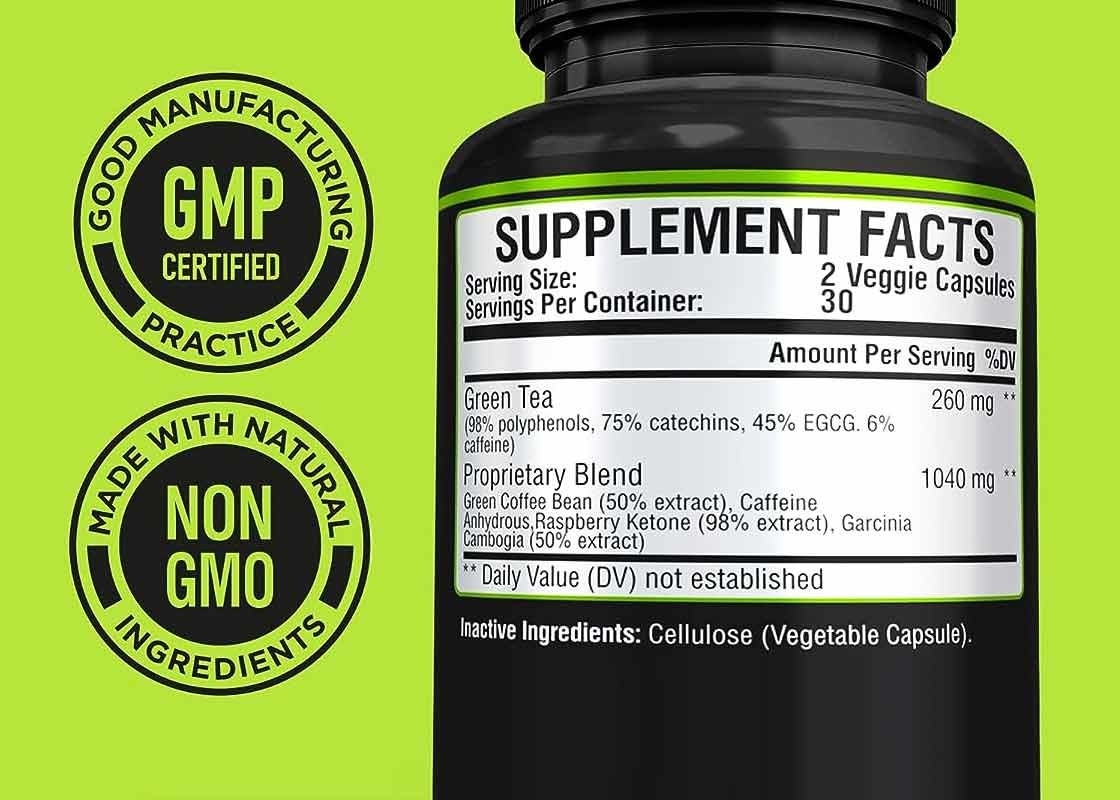 HALAL Estratto di tè verde Capsule integratori alimentari Aiuta a frenare l' appetito Supprimere la fame Capsule dimagranti
