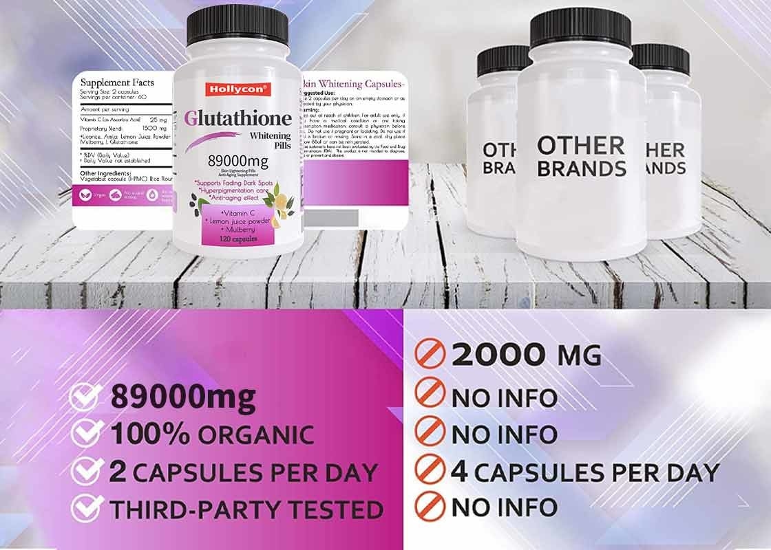 OEM Glutatione pillole sbiancanti aiutano a nutrire la pelle e alleggerisce tono integratore anti-invecchiamento