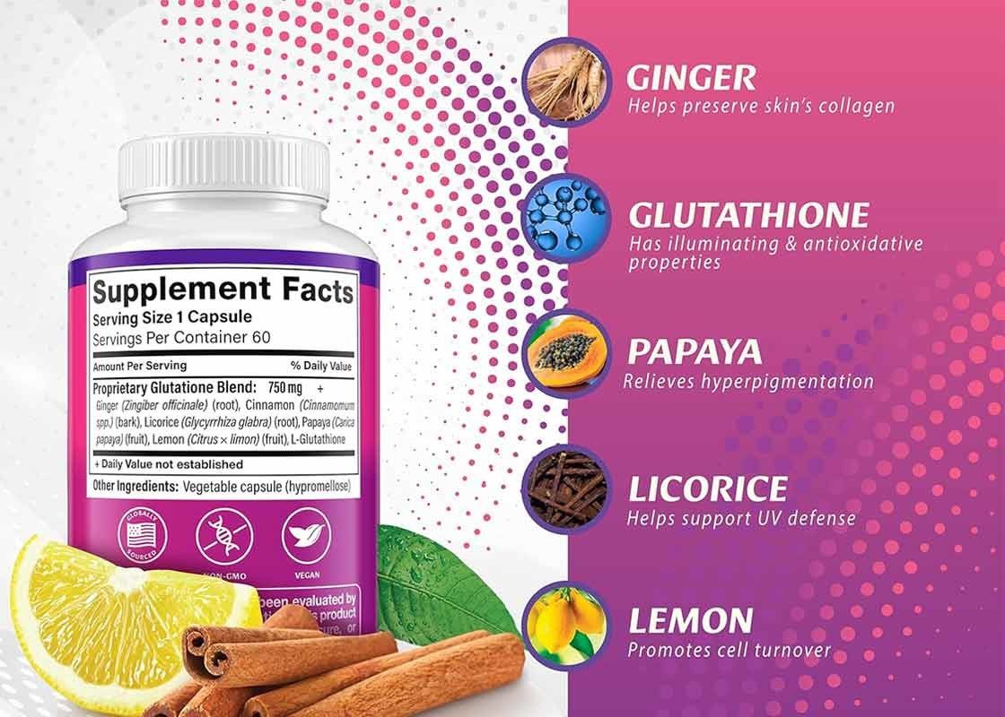 OEM Glutatione Capsule aiutano a tonificare la pelle Pille sbiancanti anti-invecchiamento integratore