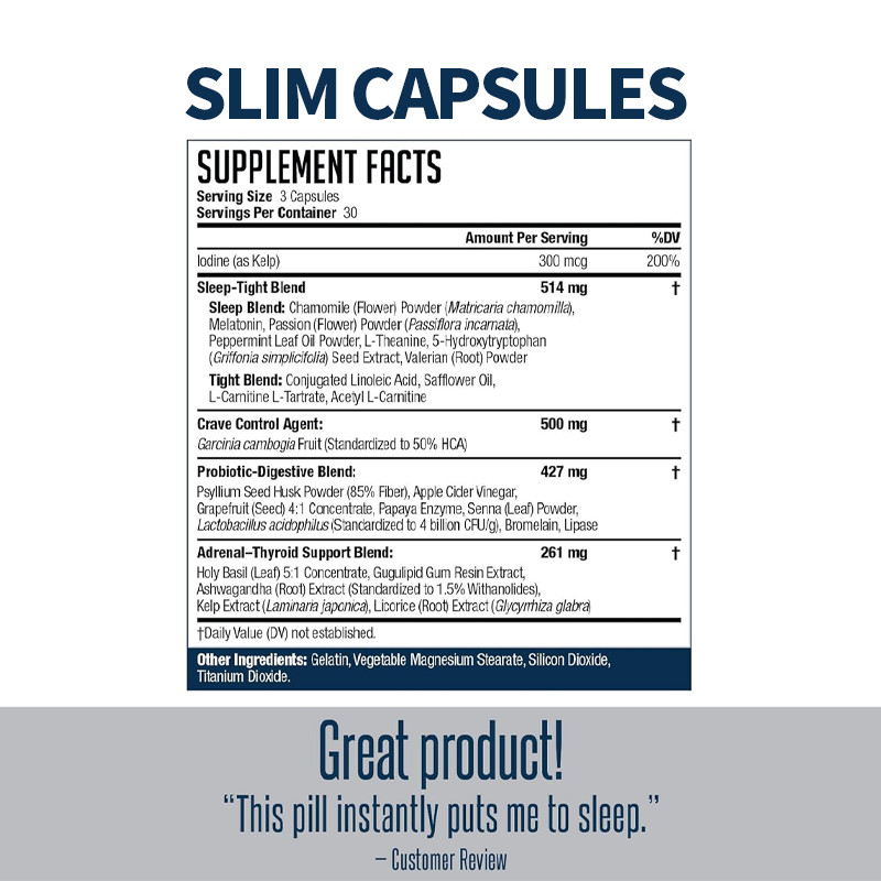 OEM Supplemento di perdita di grasso massimo supporto attraverso il controllo dell'appetito, sonno riposante, salute digestiva Slim Capsule