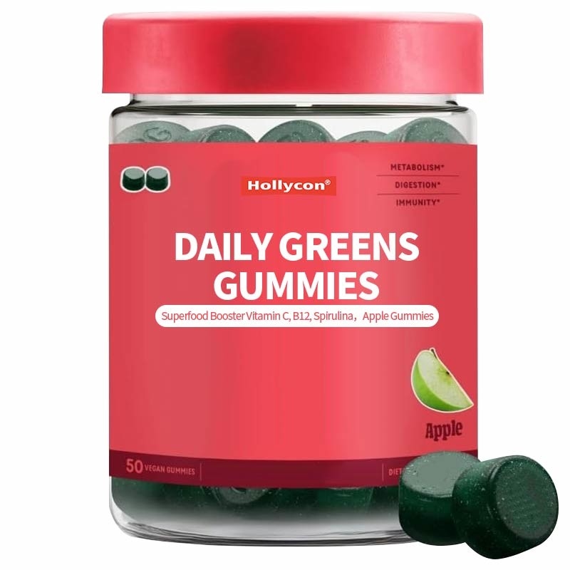 2024 Nuovo arrivo Daily Greens Gummies Superfood Booster Vitamina C B12 Spirulina Apple Gummies