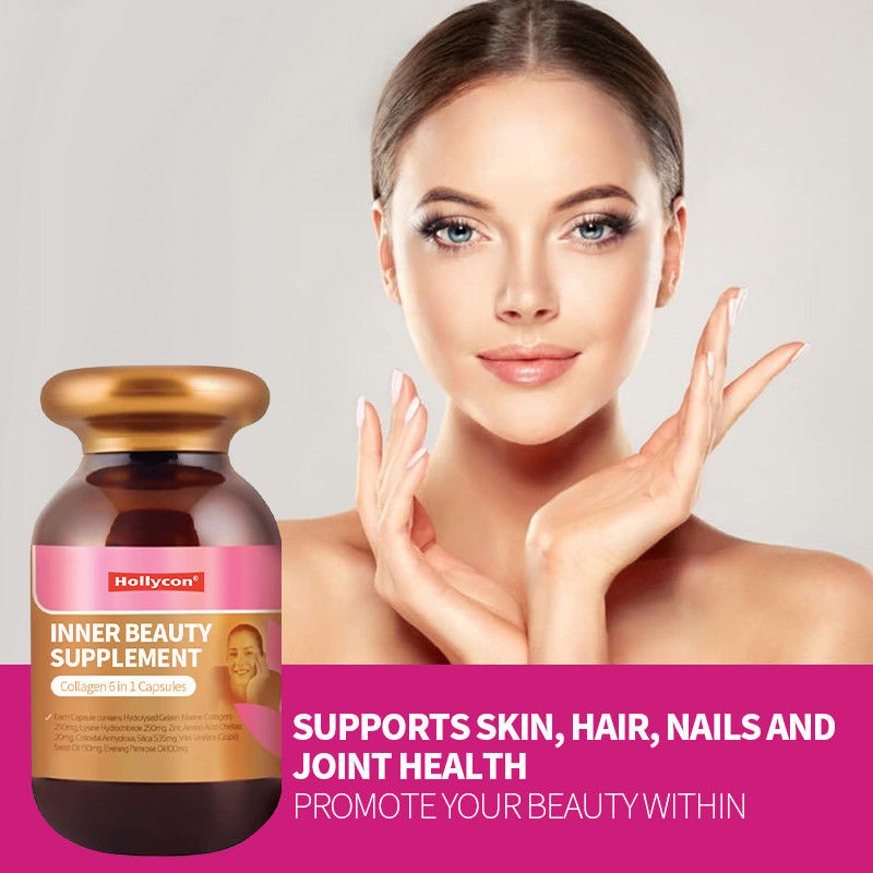 OEM Private Label Supplemento di bellezza interna Collagene 6 in 1 Capsule Supplemento per la salute della pelle