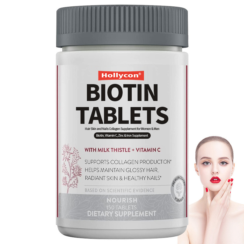 Biotina compresse Capelli, pelle e unghie Supplemento di collagene per donne e uomini Supplemento di vitamina C, zinco e ferro
