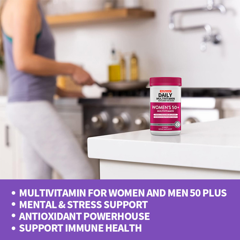 Supplemento giornaliero di multivitaminici per le donne Energia, stress e supporto immunitario Donne 50+ compresse di multivitaminici