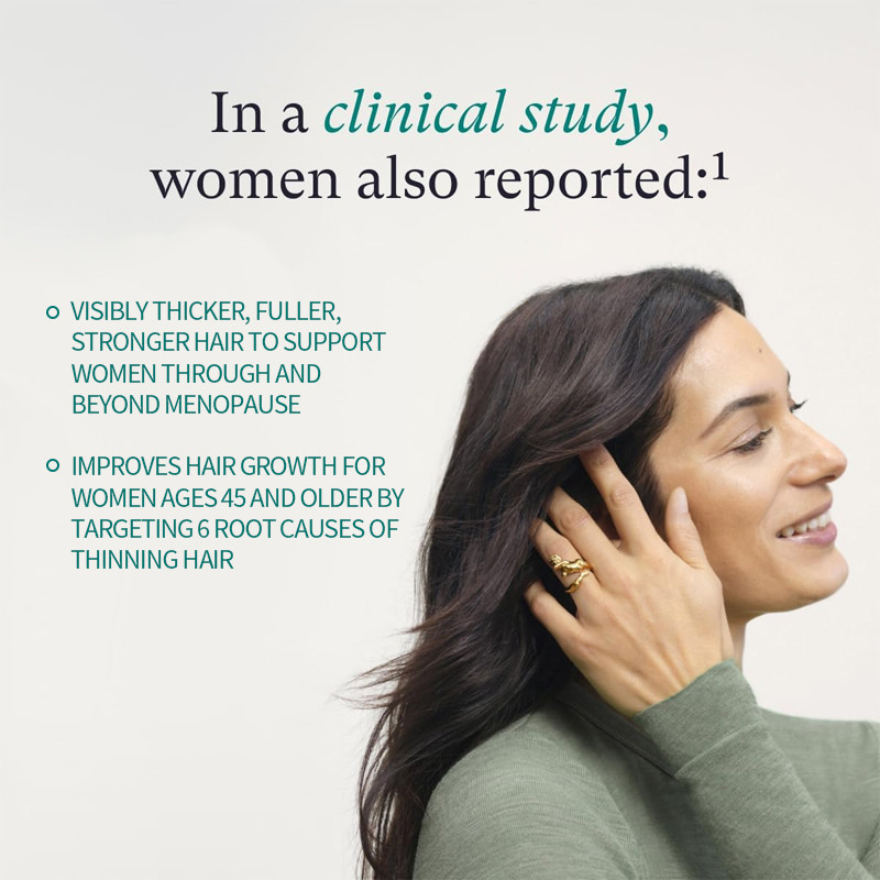 Etichetta privata Supplementi per la crescita dei capelli di equilibrio femminile Età 45 e oltre Capelli visibilmente più spessi e copertura del cuoio capelluto Capelli femminili