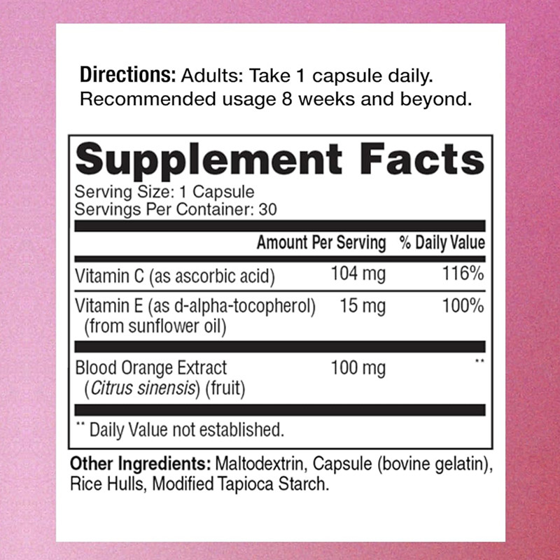 OEM Capsule di Radiance della pelle Estratto di collagene di arancio di sangue Supplemento per la pelle Vitamina C Vitamina E Capsule