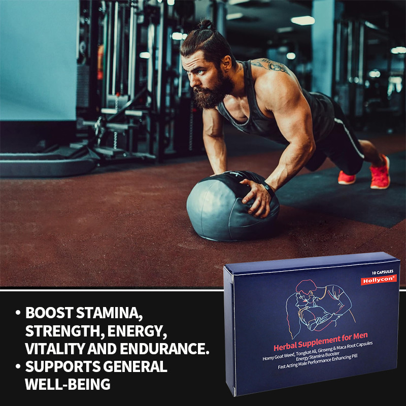Supplemento a base di erbe per gli uomini Erba di capra cornuta Tongkat Ali Ginseng Capsule di radice di maca Azione rapida Pillole di potenziamento maschile
