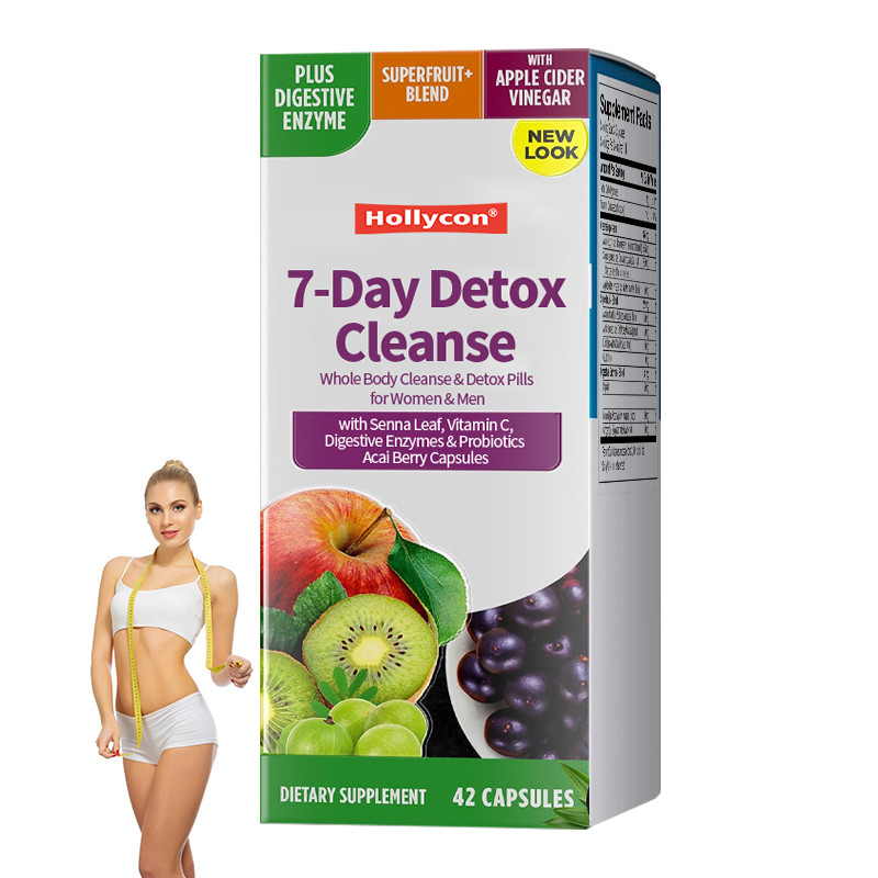 Capsule di disintossicazione da 7 giorni con foglia di senna Vitamina C Enzimi digestivi Probiotici Capsule di bacche di acai