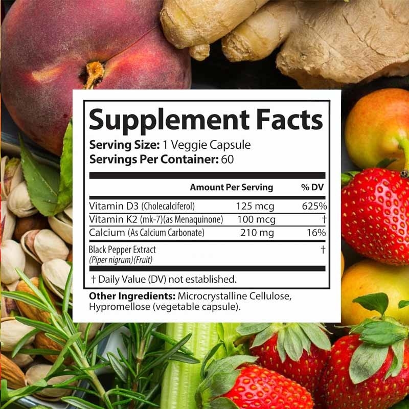 Supplementi per la forza ossea per le capsule di calcio di vitamina D3 K2
