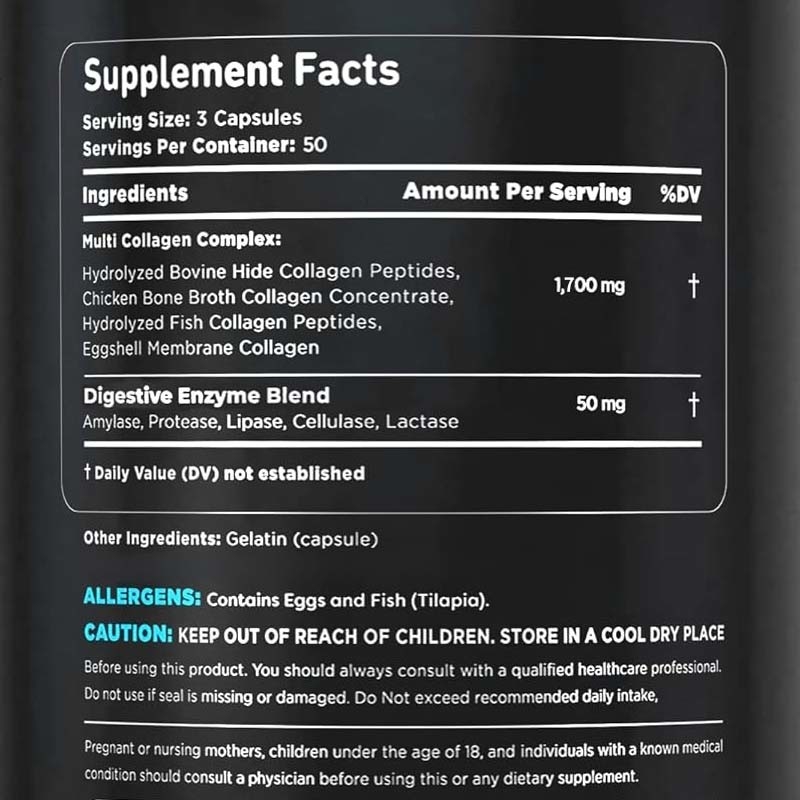 Supporto OEM Collagene per donne Uomini Pillole multi collagene Vitamine Capsule di collagene
