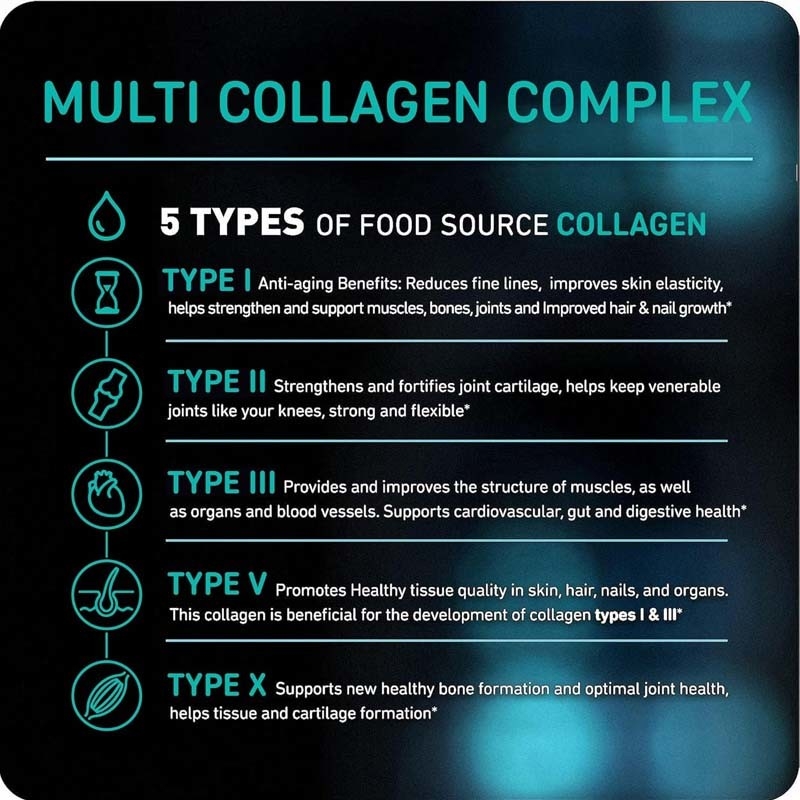 Supporto OEM Collagene per donne Uomini Pillole multi collagene Vitamine Capsule di collagene