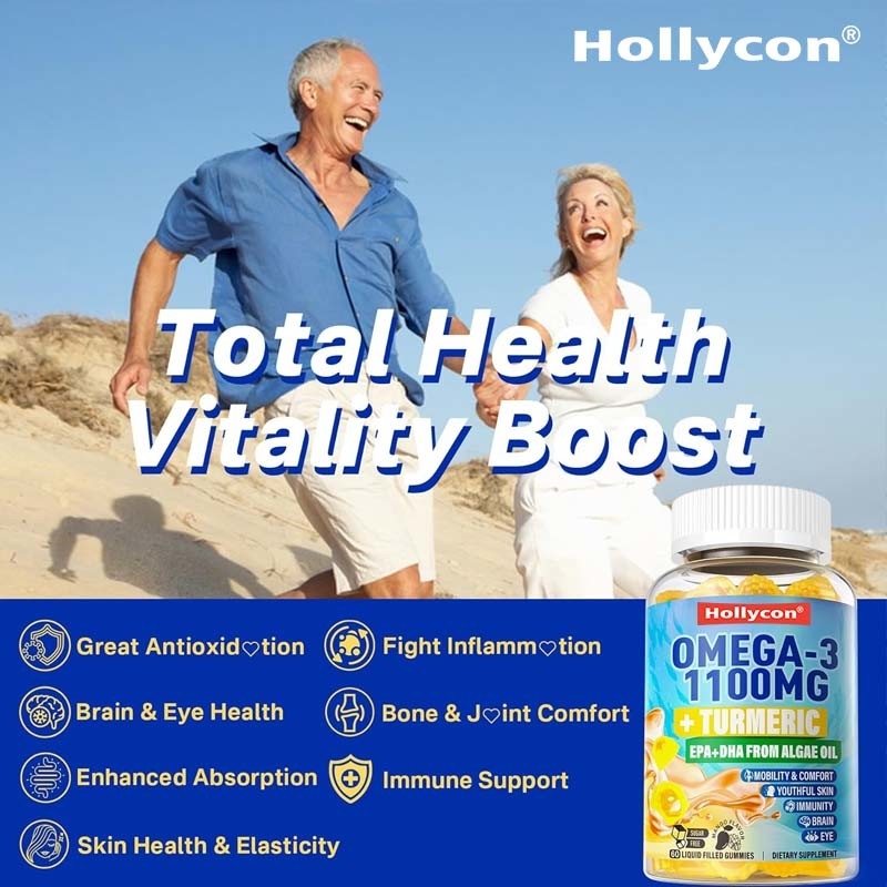 Supporto OEM DHA Vitamina A C E Zinco Curcuma per adulti Omega-3 gomme liquide