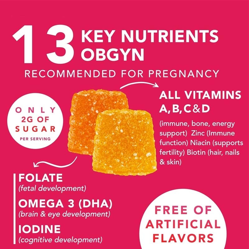 OEM DHA Folato Vitamina B C D Per il supporto fetale e neurale Gravidanza gomme prenatali