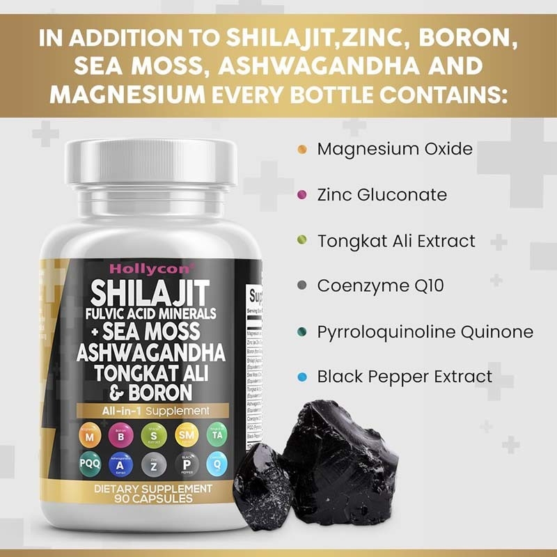 OEM Ashwagandha Tongkat Ali Borone Magnesio Per Uomini Fulvic Acid Shilajit Capsule