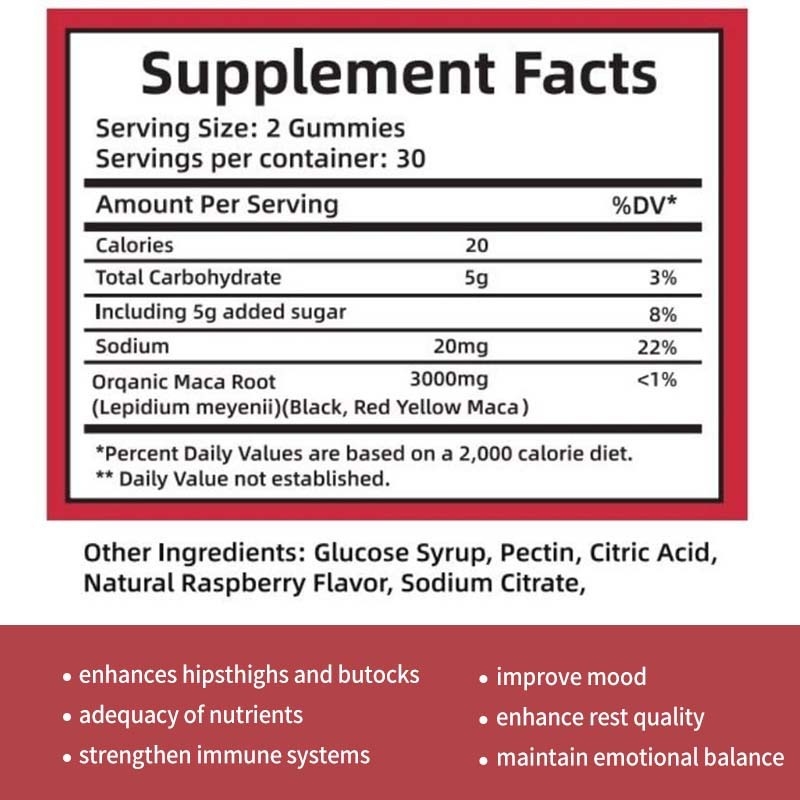 OEM Energia Umore Supporto immunitario e equilibrio ormonale per le donne Maca Gummies