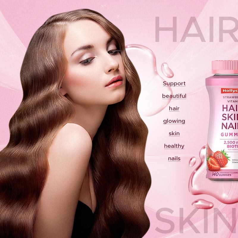 Capelli, pelle e unghie Vitamine gomme con biotina che supportano la salute immunitaria Sapore di fragole