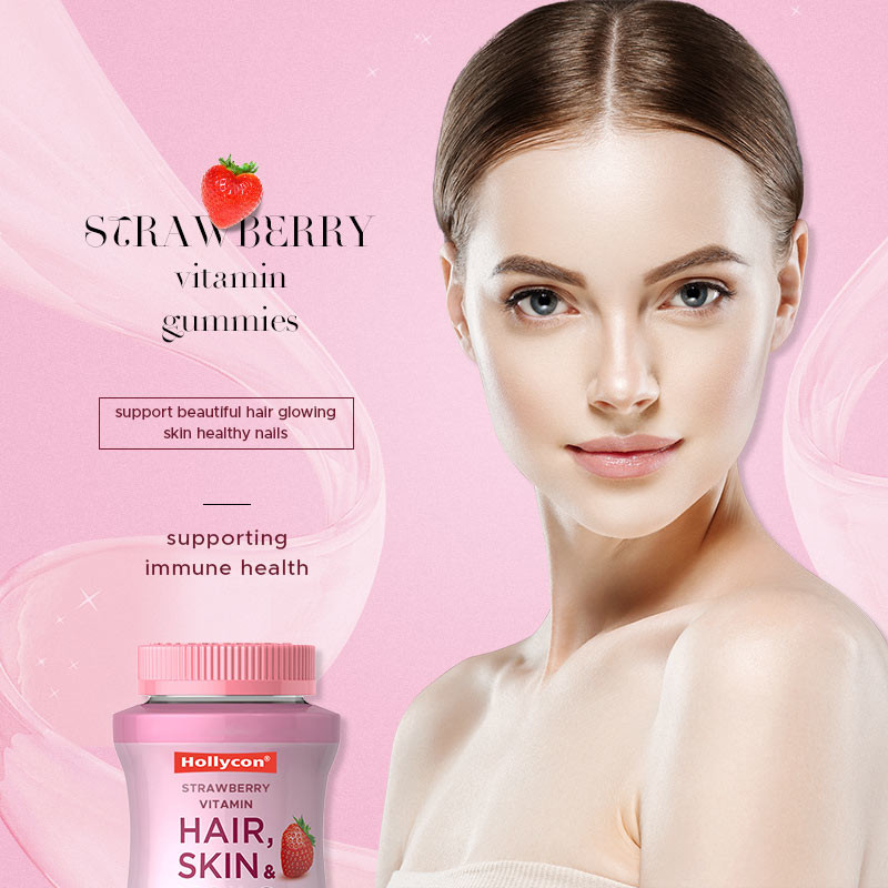 Capelli, pelle e unghie Vitamine gomme con biotina che supportano la salute immunitaria Sapore di fragole