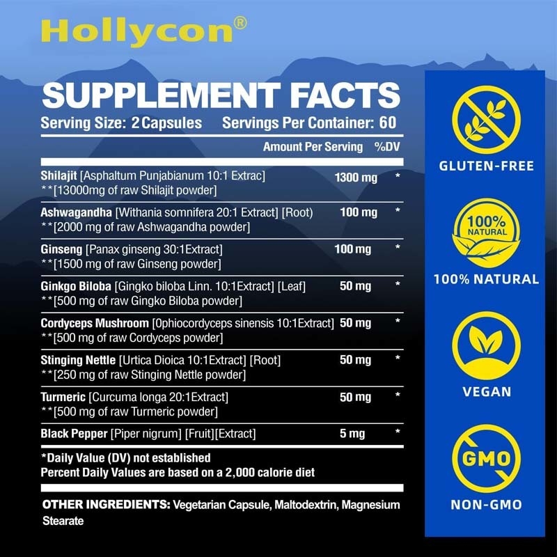Shilajit capsule 85+ tracce minerali energia e supporto immunitario per uomini e donne