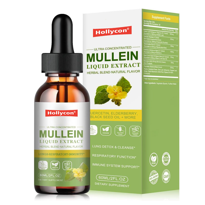 Gocce di mullein per disintossicare i polmoni Pulire Vegano Estratto di foglie di mullein per adulti