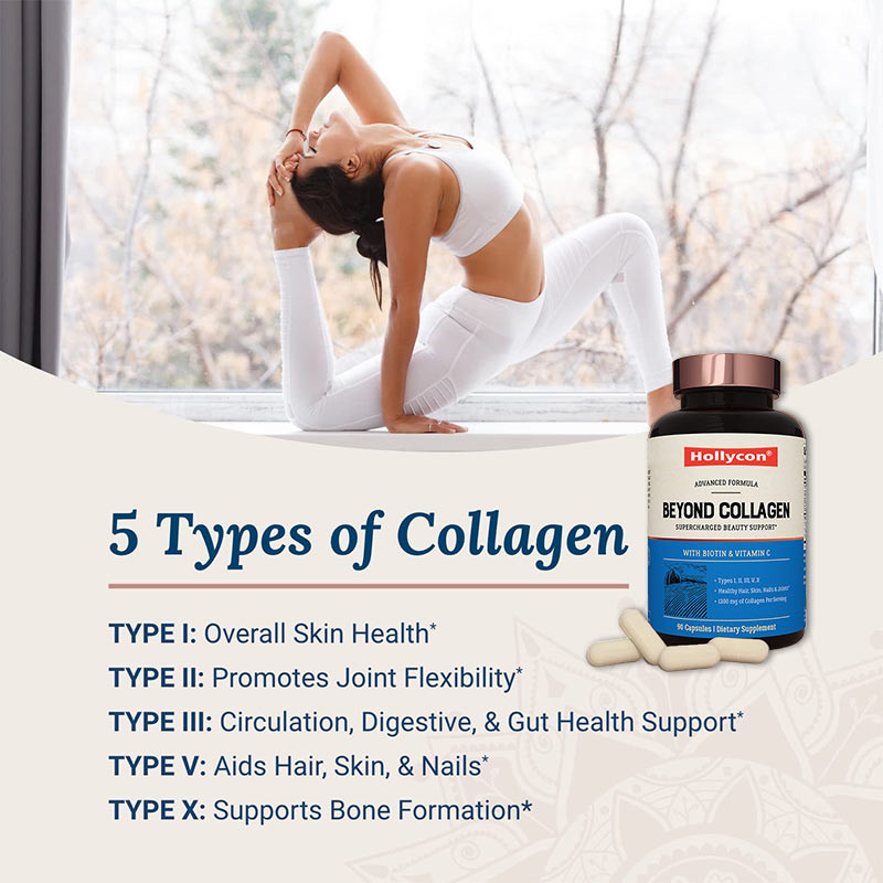 Capsule multi collagene tipi I II III V X Supplemento vitaminico per capelli pelle unghie