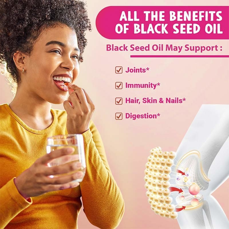 Olio di semi di cumino nero Softgels 1000mg Olio di semi di cumino nero per il supporto immunitario