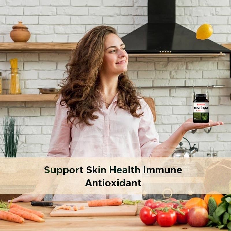 Moringa Organic Leaf Powder Supplement Moringa Leaf Extract OEM Salute della pelle Antiossidante immunitario