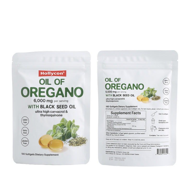 Olio di Oregano Biologico Softgels 6000mg Olio di Oregano Softgels Per il Supporto Immunitario
