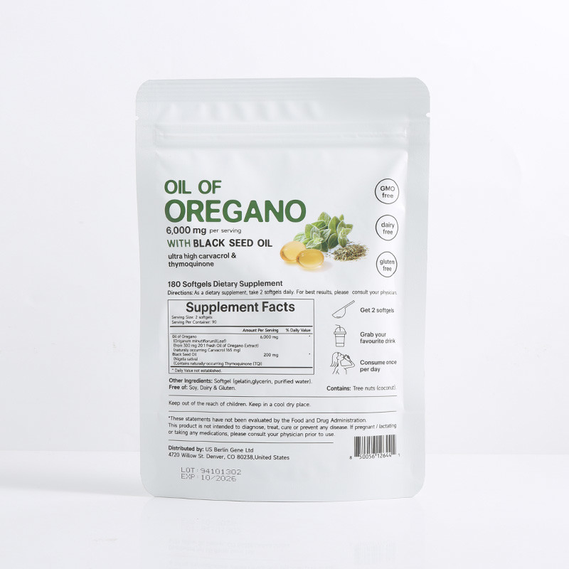 Olio di Oregano Biologico Softgels 6000mg Olio di Oregano Softgels Per il Supporto Immunitario