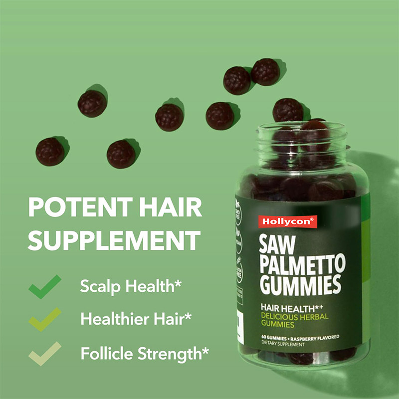 Saw Palmetto Gummies per la salute del cuoio capelluto 75mg Saw Palmetto Extract per il supporto dei capelli